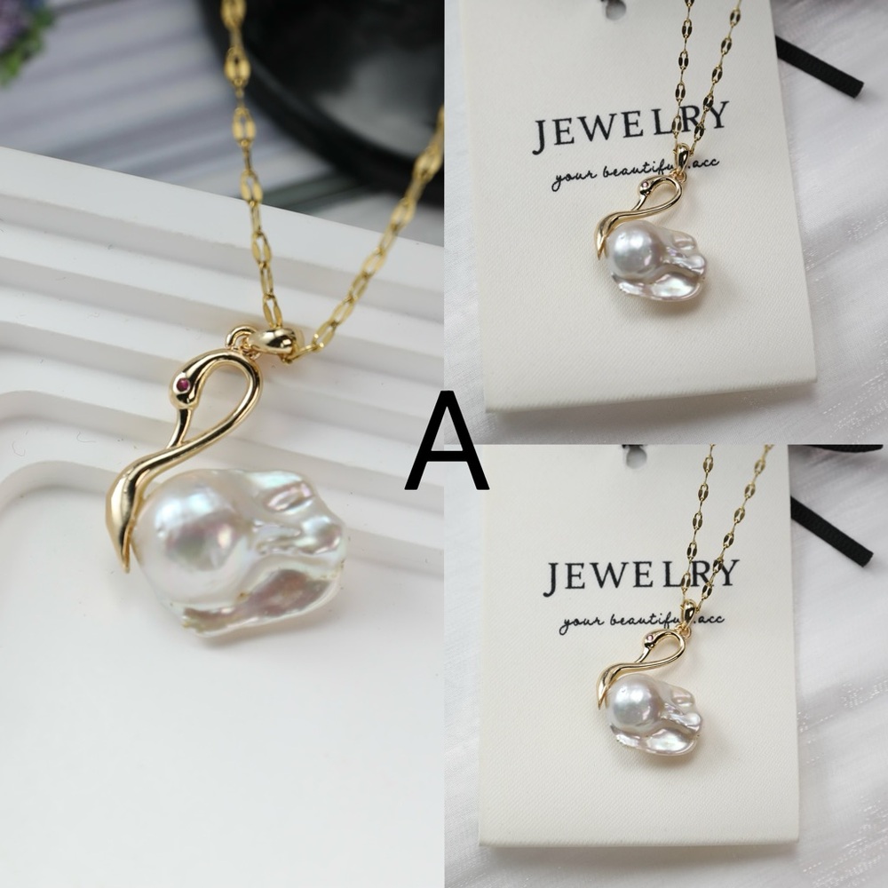 Large Swan Baroque Pearl Necklace Option  A or B